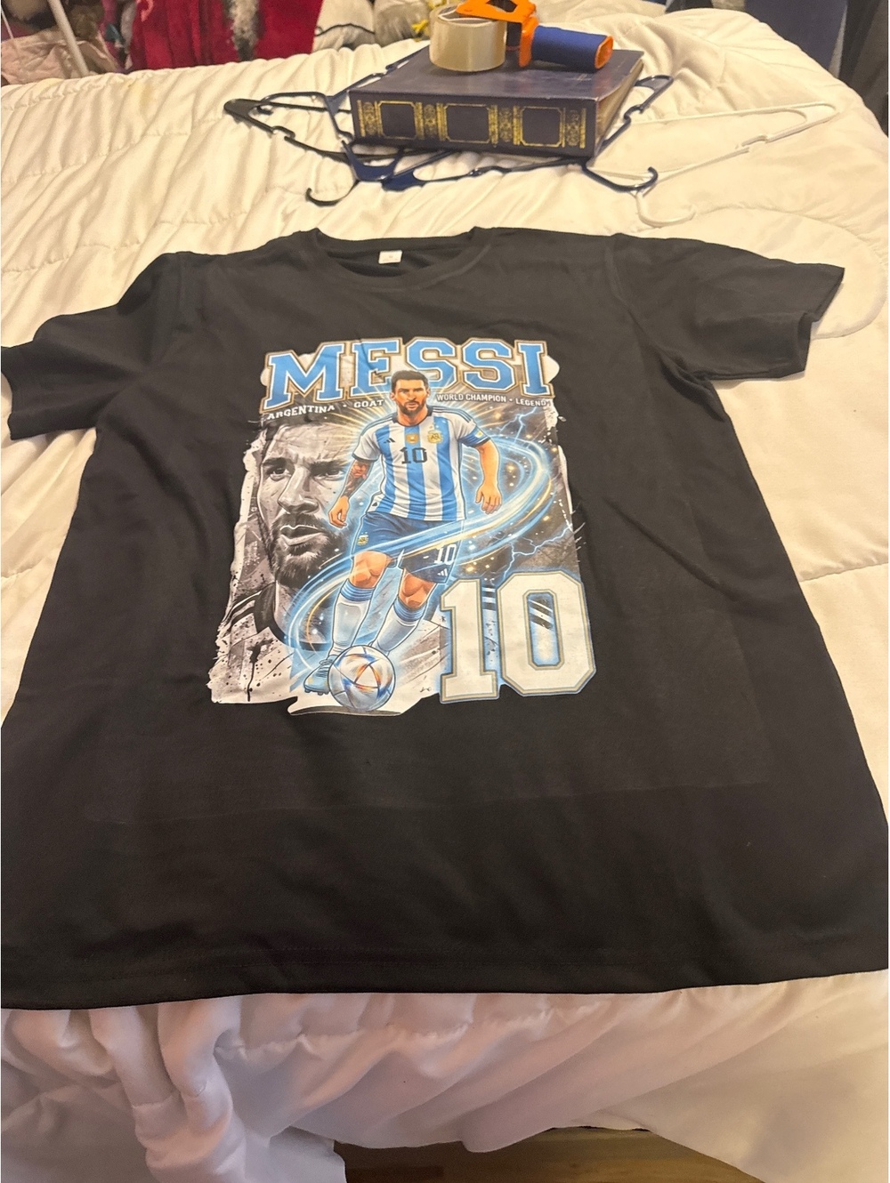 Black Messi Argentina Soccer T-Shirt Size M